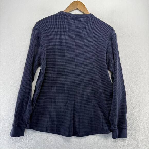Vintage Eddie Bauer Thermal Shirt Men's Medium Blue Navy Waffle Grunge y2k Faded - Picture 7 of 8